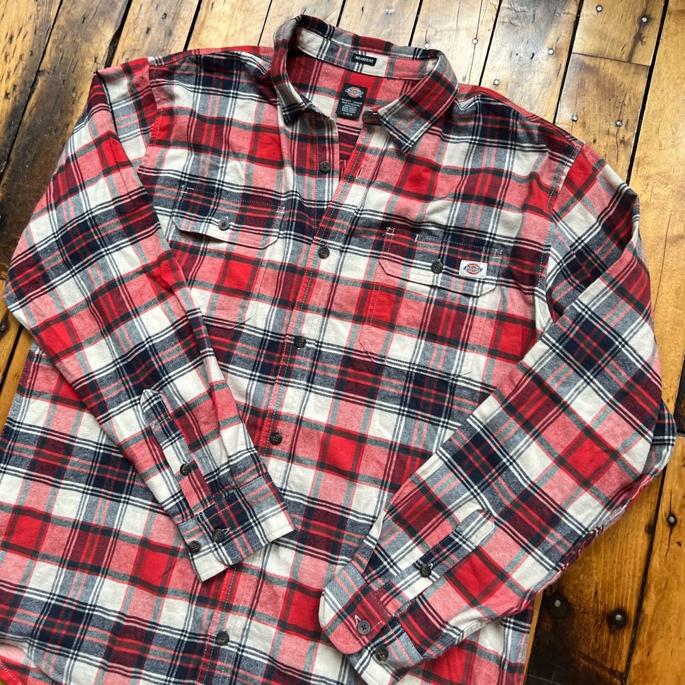 Dickies Men’s Large Flannel Relaxed Fit Casual Work Skater Check Shirt Plaid